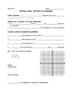 Solving Linear Systems by Graphing Linear System: