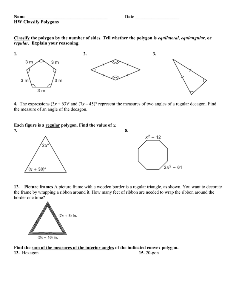 Name Date Hw Classify Polygons