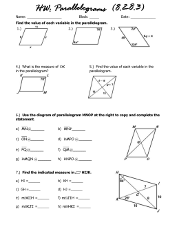 Geometry Notes 6.3 Conditions for Parallelograms 1.