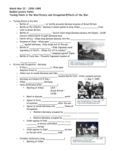 World War II – 1939-1945 Guided Lecture Notes