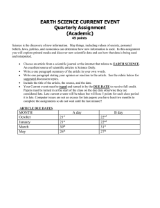EARTH SCIENCE CURRENT EVENT Quarterly Assignment (Academic)