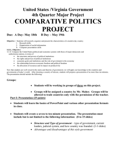 COMPARATIVE POLITICS PROJECT United States /Virginia Government 4th Quarter Major Project