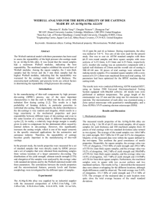 WEIBULL ANALYSIS FOR THE REPEATIBILITY OF DIE CASTINGS