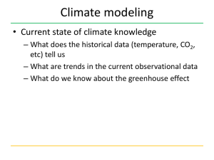 Climate modeling • Current state of climate knowledge