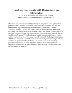 Handling constraints with Derivative-Free Optimization  X.Fu, A. R. Almomani, M. Minick, K.R.Fowler