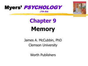Memory Chapter 9 PSYCHOLOGY Myers’
