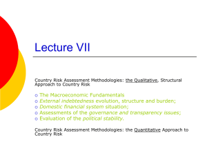 Lecture VII The Macroeconomic Fundamentals governance and transparency issues political stability.