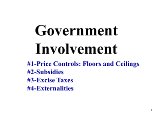 Government Involvement #1-Price Controls: Floors and Ceilings #2-Subsidies