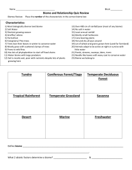 Student worksheet for Biomes