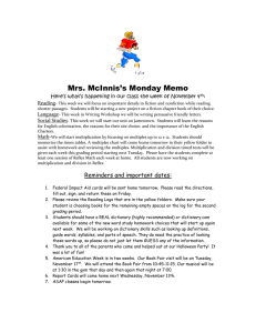 Mrs. McInnis’s Monday Memo  :