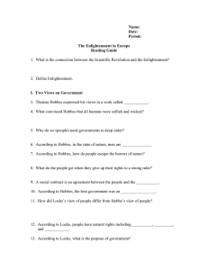 1.  What is the connection between the Scientific Revolution... 2.  Define Enlightenment. Name: