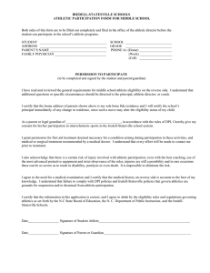 IREDELL-STATESVILLE SCHOOLS ATHLETIC PARTICIPATION FORM FOR MIDDLE SCHOOL
