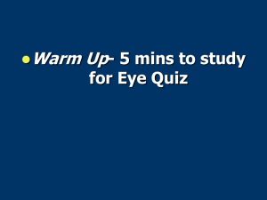 Warm Up - 5 mins to study for Eye Quiz 
