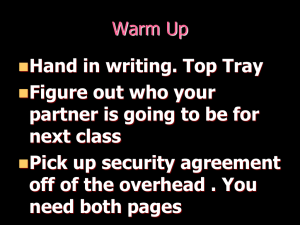 Warm Up Hand in writing. Top Tray Figure out who your