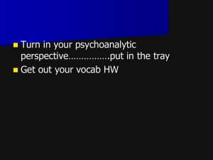 Turn in your psychoanalytic perspective…………….put in the tray 