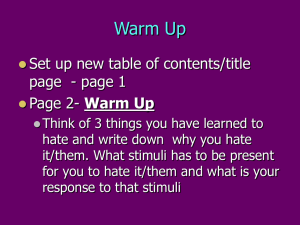 Warm Up Set up new table of contents/title