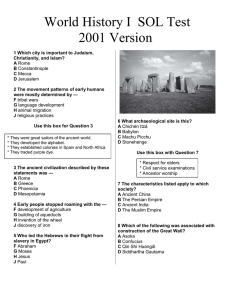 World History I  SOL Test 2001 Version