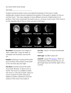 Sun Moon Earth Study Guide Test Date:____________________________
