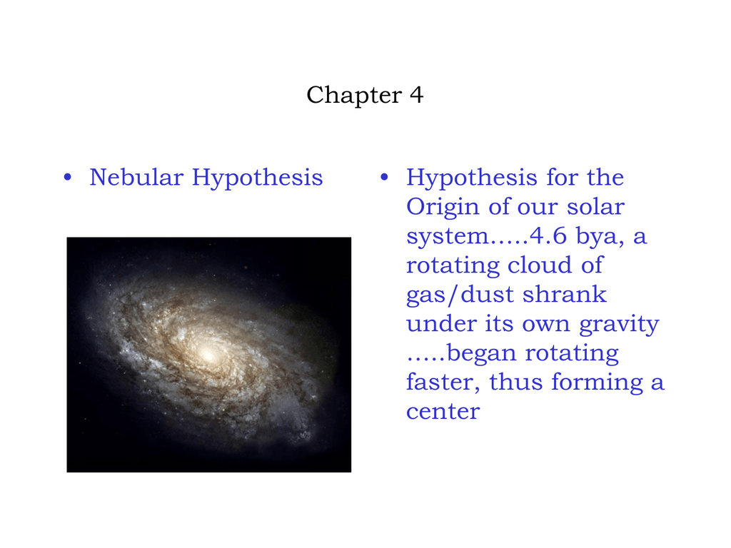 nebular hypothesis formation definition