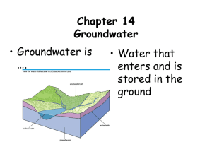Chapter 14 Groundwater • Groundwater is • Water that