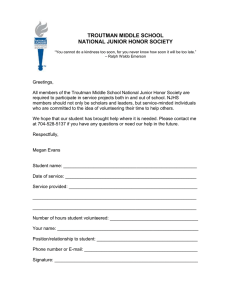 TROUTMAN MIDDLE SCHOOL NATIONAL JUNIOR HONOR SOCIETY