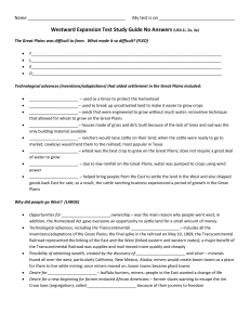 Westward Expansion Test Study Guide No Answers  Name ________________________________________