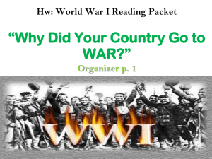 “Why Did Your Country Go to WAR?” Organizer p. 1