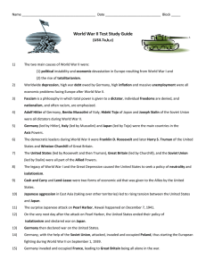 World War II Test Study Guide (USII.7a,b,c)