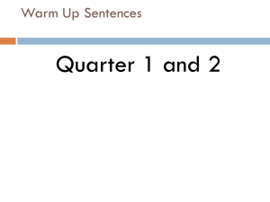 Quarter 1 and 2 Warm Up Sentences