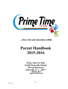 Parent Handbook 2015-2016 …where fun and education collide