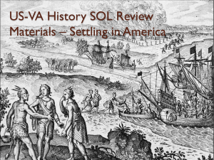 US-VA History SOL Review Materials – Settling in America