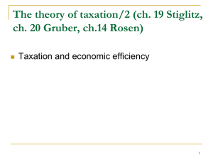 The theory of taxation/2 (ch. 19 Stiglitz, Taxation and economic efficiency 