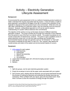 – Electricity Generation Activity Lifecycle Assessment