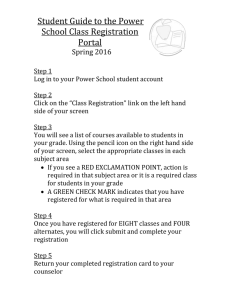 Student Guide to the Power School Class Registration Portal