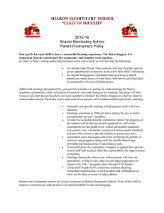 2015-16 Sharon Elementary School Parent Involvement Policy