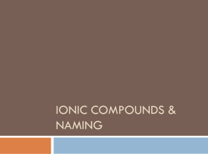 IONIC COMPOUNDS &amp; NAMING