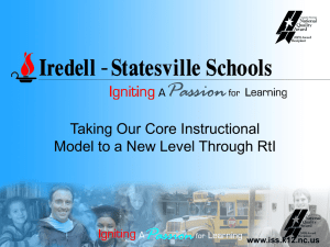Taking Our Core Instructional Model to a New Level Through RtI www.iss.k12.nc.us