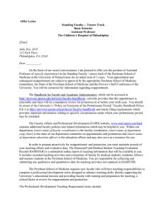 Offer Letter Standing Faculty -- Tenure Track Basic Scientist Assistant Professor