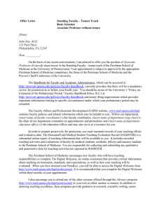 Offer Letter Standing Faculty – Tenure Track Basic Scientist