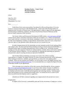 Offer Letter Standing Faculty -- Tenure Track Physician Scientist