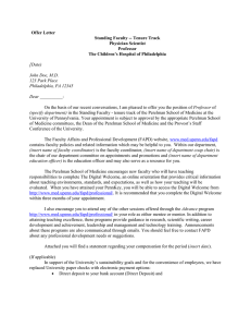 Offer Letter Standing Faculty -- Tenure Track Physician Scientist Professor