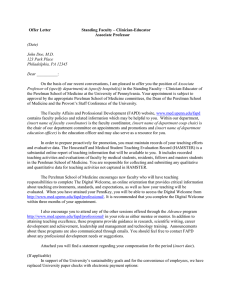 Offer Letter Standing Faculty – Clinician-Educator  Associate Professor