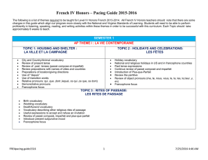 French IV Honors – Pacing Guide 2015-2016