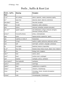 Prefix , Suffix &amp; Root List CP Biology—Pratt  Prefix, Suffix,