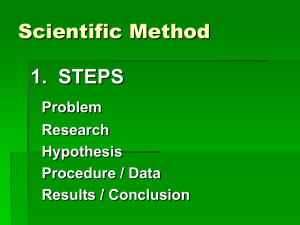 Scientific Method 1.  STEPS Problem Research