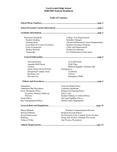 North Iredell High School 2008/2009 Student Handbook  Table of Contents