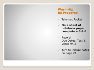 Warm-Up Be Prepared Take out Packet Record