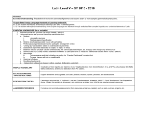 – SY 2015 - 2016 Latin Level V