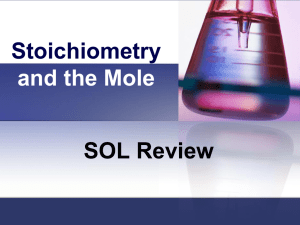 Stoichiometry and the Mole SOL Review