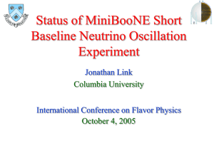 Status of MiniBooNE Short Baseline Neutrino Oscillation Experiment Jonathan Link